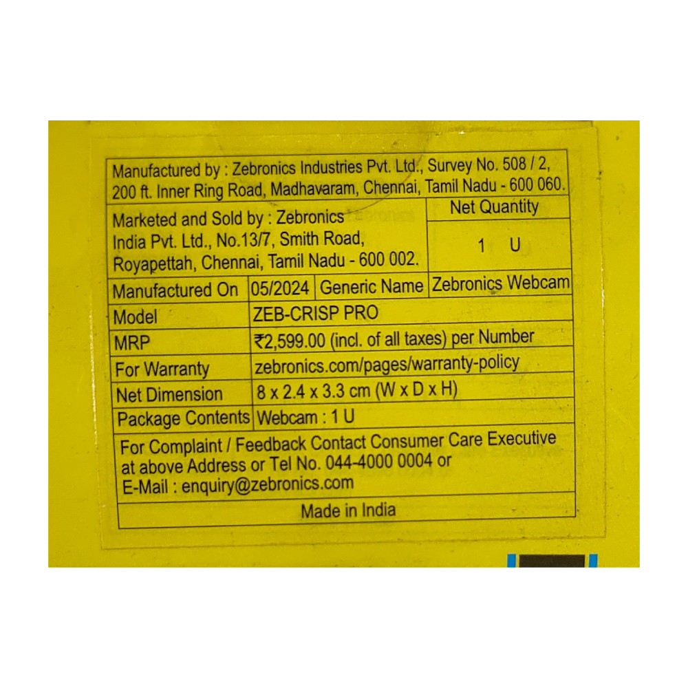 ZEBRONICS ZEB-CRISP PRO Webcam (Black, Orange) - Image 2