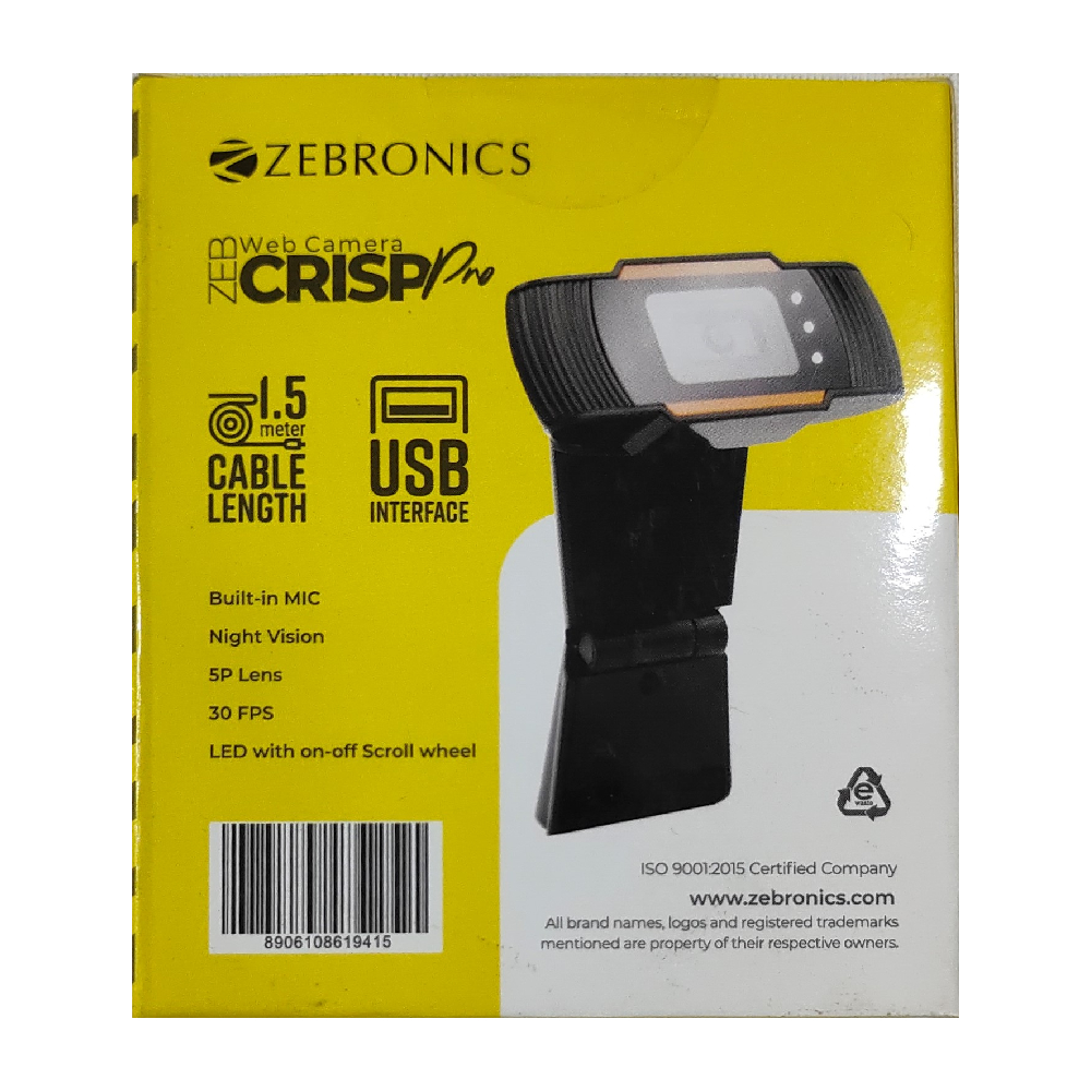ZEBRONICS ZEB-CRISP PRO Webcam (Black, Orange)